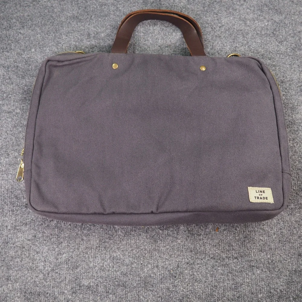 Line of Trade Canvas Briefcase Messenger Bag Gray Laptop Work Travel